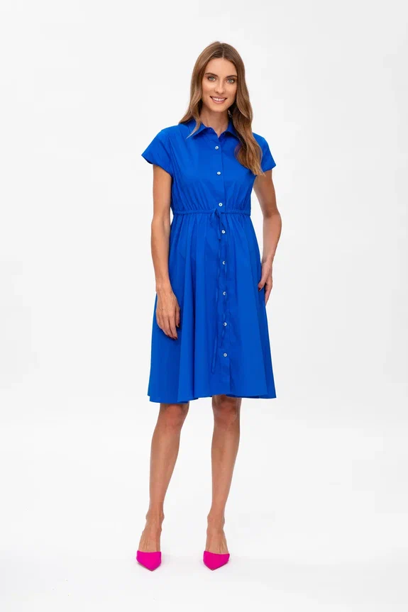 Синее платье с короткими рукавами Pietro Brunelli