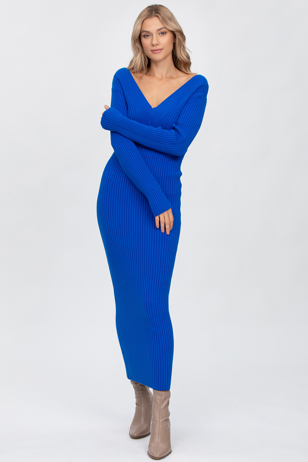 Трикотажное платье миди синего цвета Pietro Brunelli
