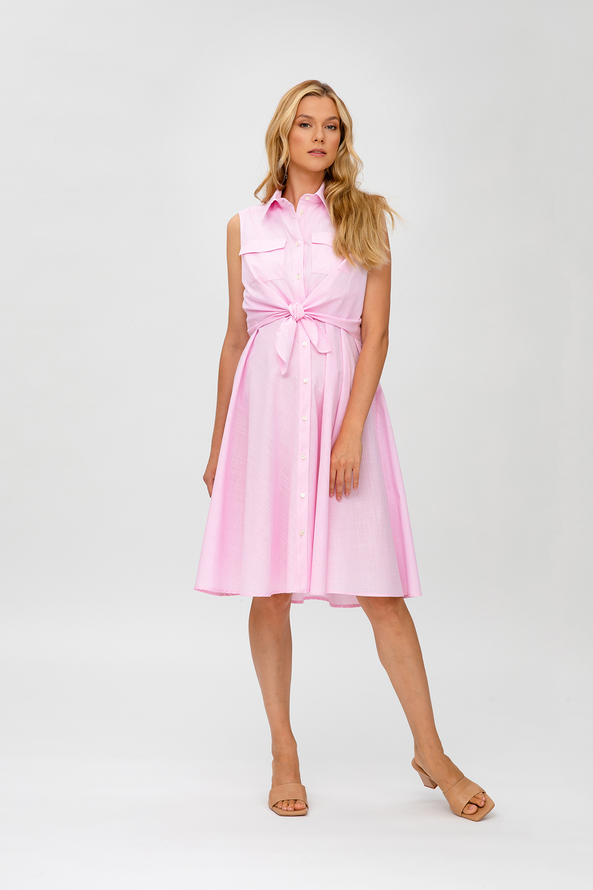 Розовое платье без рукавов Pietro Brunelli